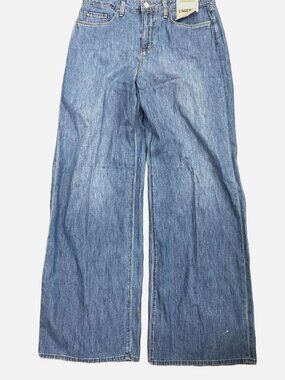 L'Agence Women's Blue Cotton Denim Alicent High Rise Sneaker Wide Leg Jeans 27